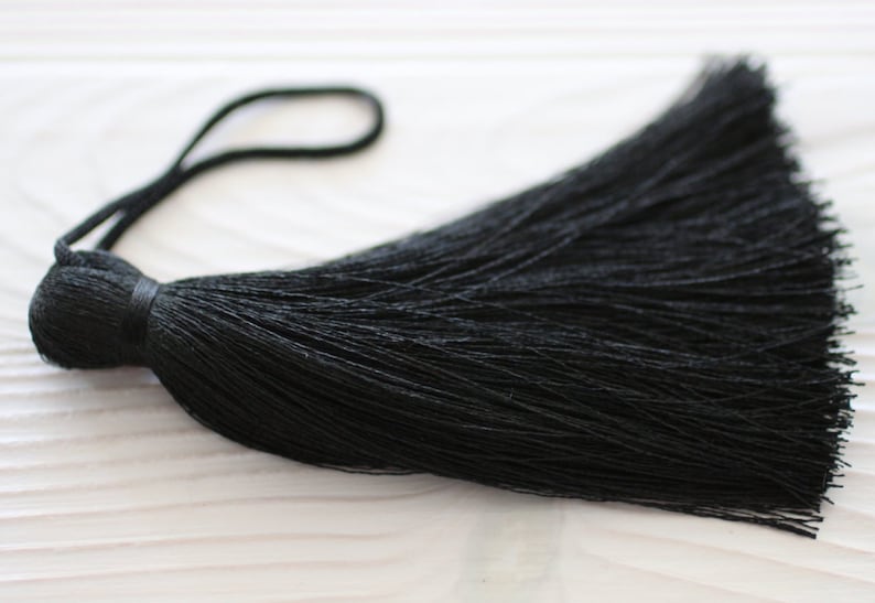 Black Silk Tassel Extra Thick Tassel Large Tassels Silk Etsy