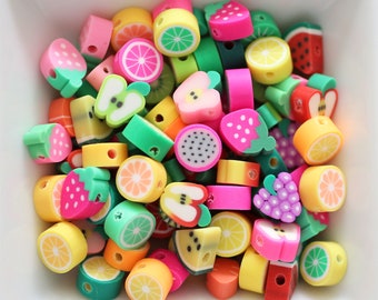 20pc fruit beads, bracelet beads, spacer beads, slider beads, necklace beads, fruit charms, Summer earrings beads, kids jewelry beads