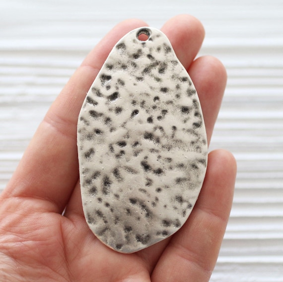 Asymmetric hammered silver pendant, large silver pendant, teardrop pendant, hammered metal, textured, unique pendants, rustic findings