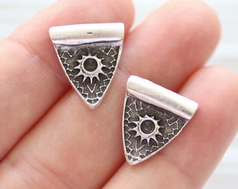 5pc triangle charm silver, earring charms, slider charms, metal charms, necklace charms, bracelet charms, silver charms with tube hole