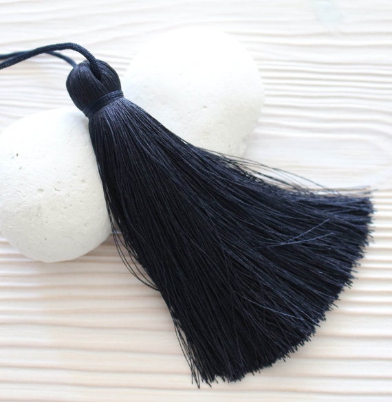 Navy blue silk tassel, extra large tassels, thick silk tassel, tassels for jewelry,thread tassel,handmade,decorative tassels,navy tassel,N17