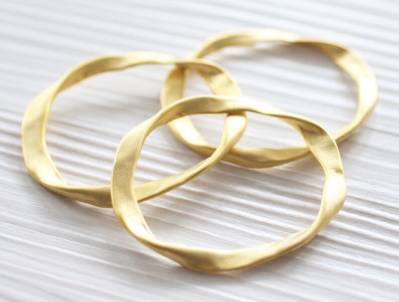 2pc matte gold connector rings, ring connector, jewelry rings, gold connectors, large gold rings, thick rings, large rings, ring pendant image 2