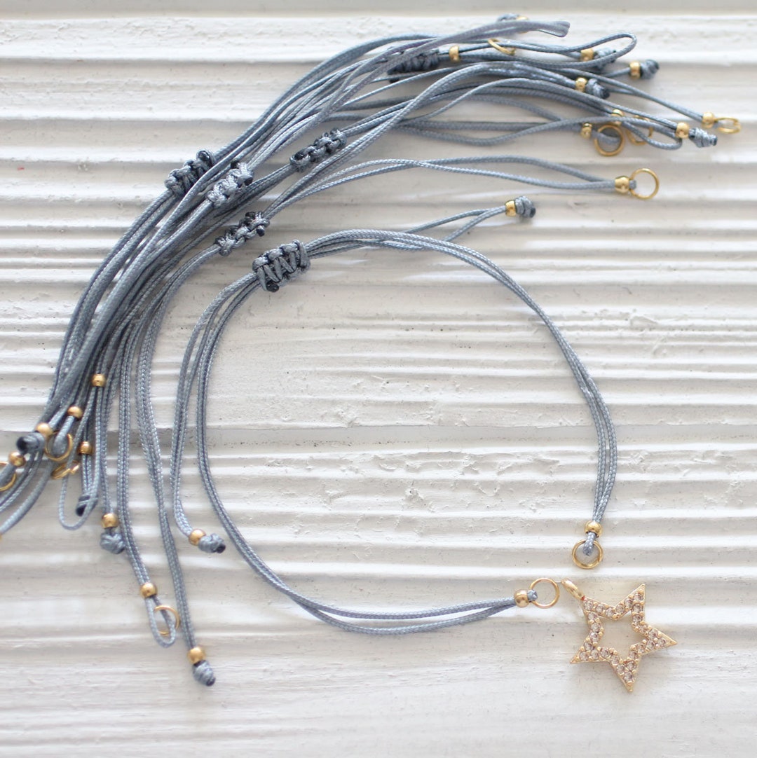 Adjustable Light Grey String Bracelet, DIY String Bracelet Blank,cord Bracelet With Sliding Knot