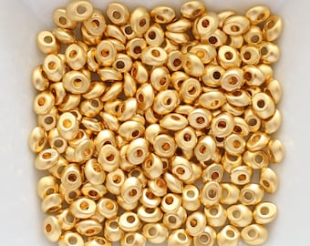 10pc heishi beads, organic round shape rondelle beads, metal spacer beads, large hole beads, necklace beads, bracelet beads, matte gold, OS1