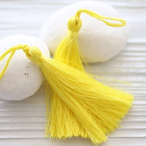 Bright yellow tassel, silk long tassel, large tassels, neon mala tassel, tassel, decorative tassels, yellow silk tassel, thread tassel, N41