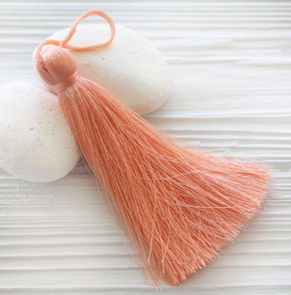 Blush silk tassel, peach, jewelry tassel pendant, coral tassel, blush pink extra large tassels, knob decor, purse charm, wall hangings, N60