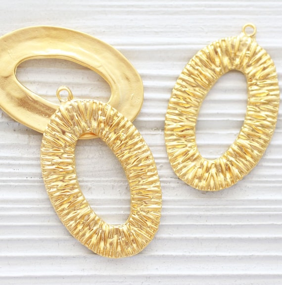 Drop pendant, textured teardrop pendant gold, earrings loops gold, hoops, hammered pendant, contemporary pendant, rustic drop charms