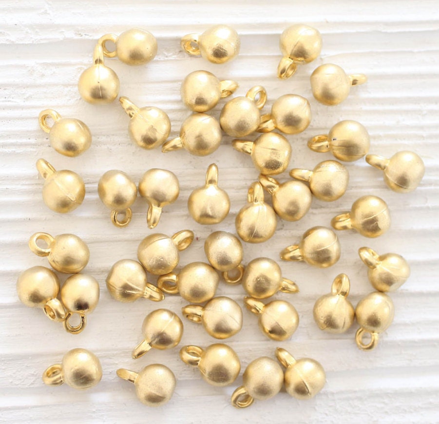 10pc gold ball charms, earring charms, bracelet charms, metal earring ...