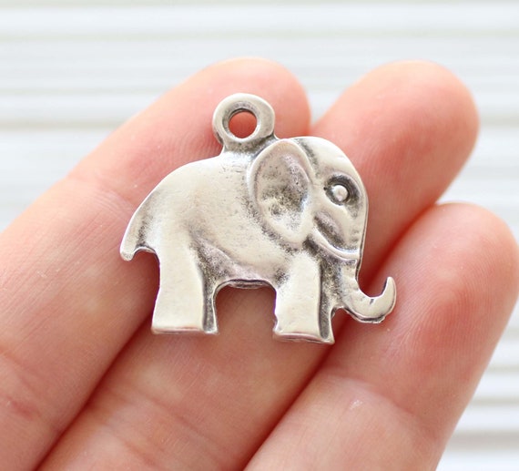 Elephant pendant silver, animal pendant, silver elephant necklace findings, earrings, necklace, bracelet charm, elephant charm silver