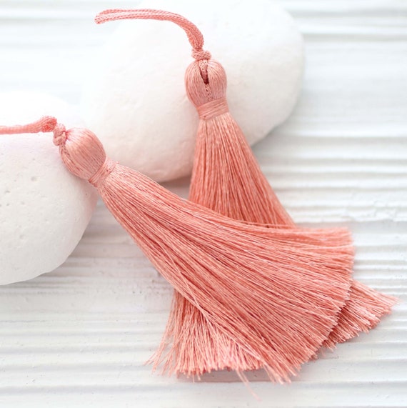 Blush silk tassel, peach silk tassel, necklace tassel, coral tassel, decorative tassels, keychain, jewelry tassels, blush pink tassel, N69