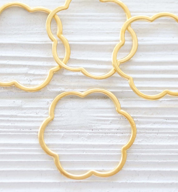 Dainty flower pendant gold, flower charm, daisy, flower ring connector, focal pendant, earring hoops, gold loops, contemporary charms