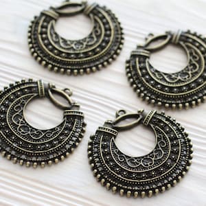 2pc antique gold filigree pendant charm, earring dangle, antique pendant, filigree earring charm, antique charms, tribal round charms