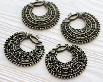 2pc antique gold filigree pendant charm, earring dangle, antique pendant, filigree earring charm, antique charms, tribal round charms