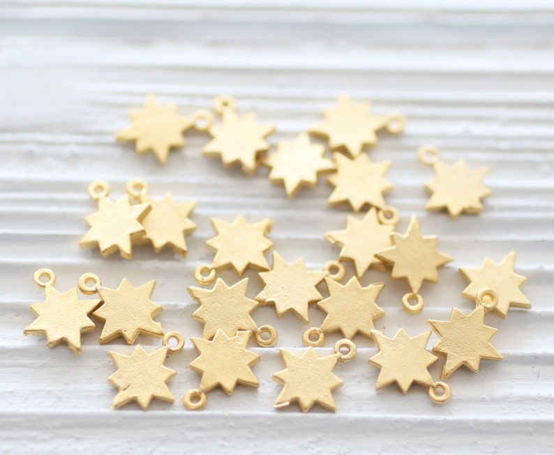 10pc gold star charm, bracelet charms, necklace charm, mini star pendant, gold star beads, earring charms, earrings dangle, celestial image 4