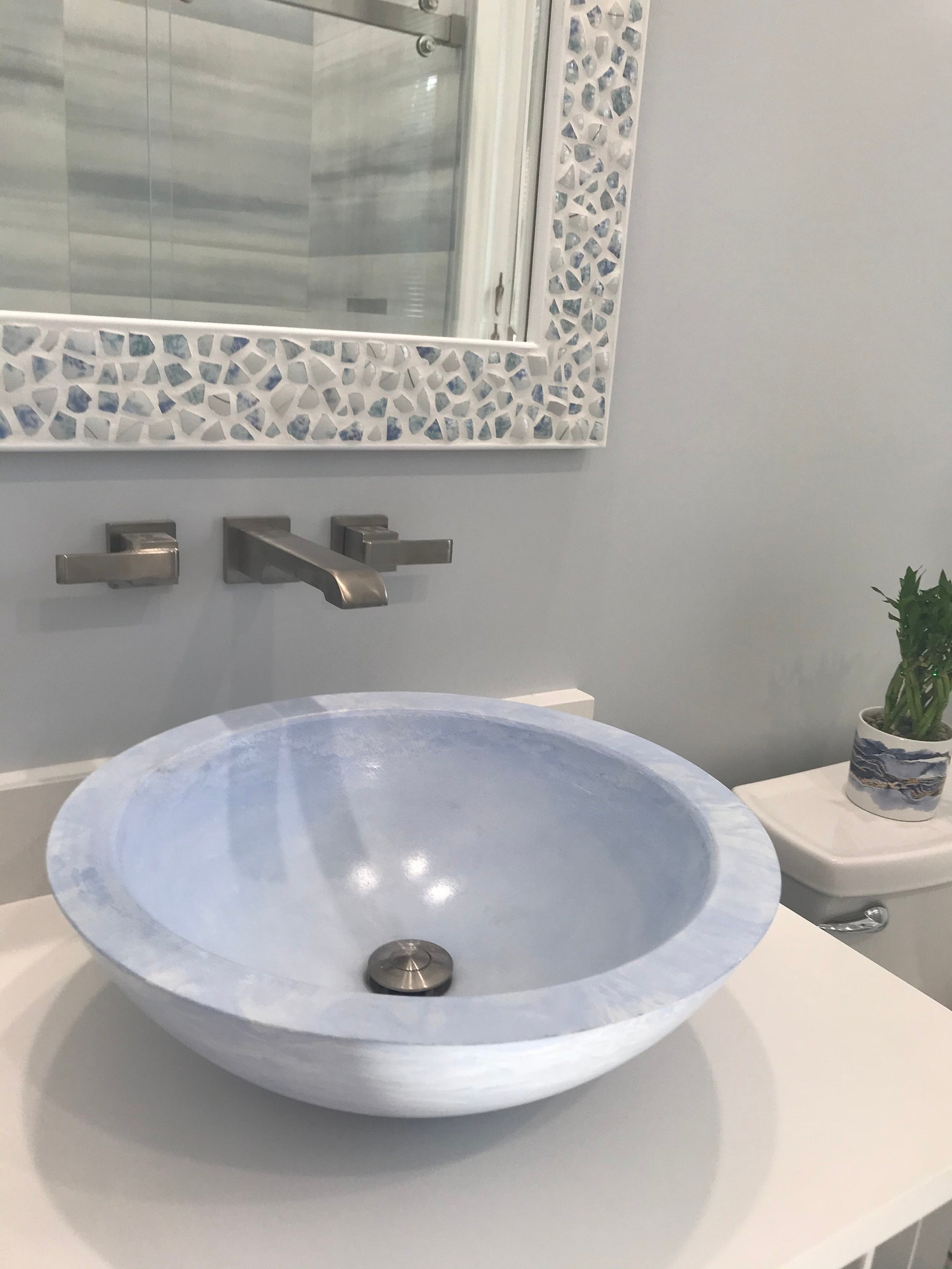 Blue Marble Cloud Bathroom Vessel Sink Etsy