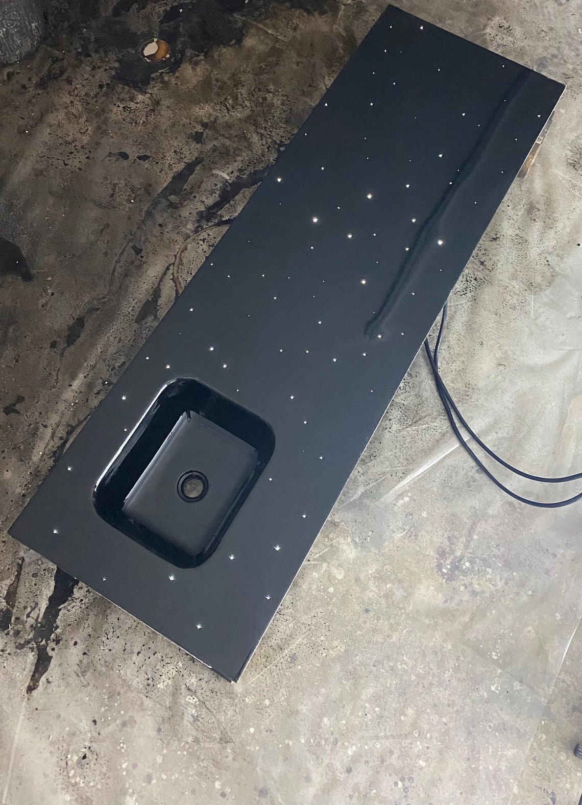 Black Galaxy Fiber Optic Mirror Flake Countertop Etsy