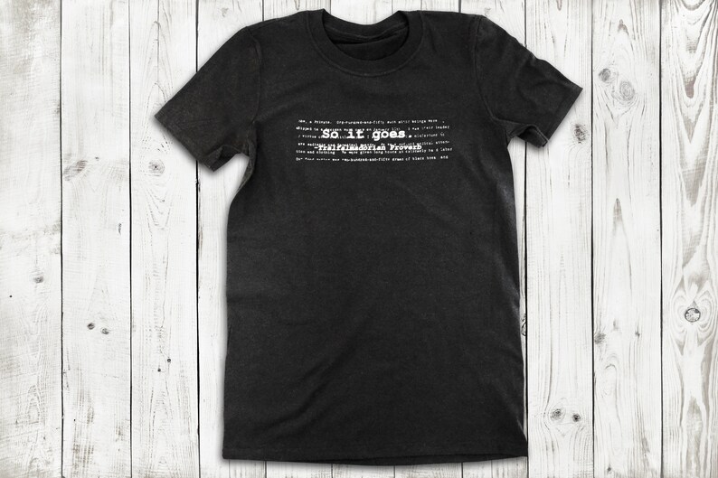 Kurt Vonnegut Slaughterhouse 5 black graphic t-shirt So It Goes