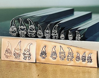 Camille's Gnomes! Three Designs. Three Sizes. Two directions. Engraved Metal Hand Stamp.