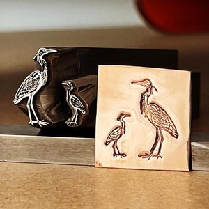 Heron Poised Two Sizes. Metal Hand Stamp. image 1