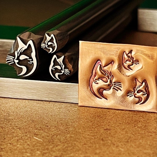 Whiskers! Cool Cat. MCM Style. Engraved Metal Hand Stamp.