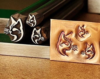 Whiskers! Cool Cat. MCM Style. Engraved Metal Hand Stamp.