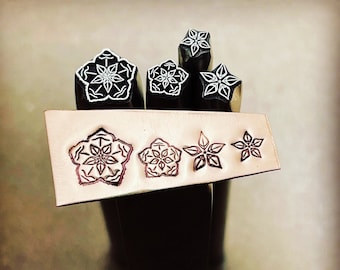 Hoya Flowers and Hoya Centers. Four variations. Metal Hand Stamp.