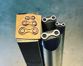 Bike Chain Link - three sizes. Raised design. Metal Hand Stamp