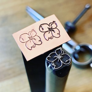 Dogwood Single. Flower. Engraved Metal Hand Stamp.
