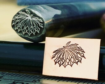 Frond Leaf. Engraved Metal Hand Stamp.