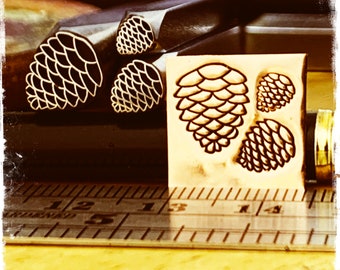 Pinecone! New Sizes! Raised design. Metal Stamp Handmade.