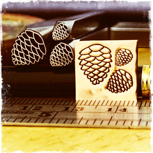 Pinecone! New Sizes! Raised design. Metal Stamp Handmade.