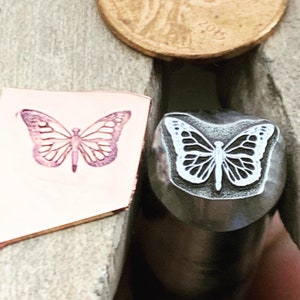 Butterfly Full 1119. Engraved Metal Hand Stamp. image 2