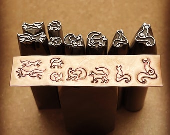 Foxes! Four Designs, Three Sizes. Engraved Metal Hand Stamp.