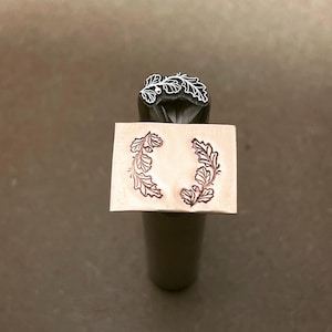 Oak Leaves Bent. Two Curves Metal Hand Stamp