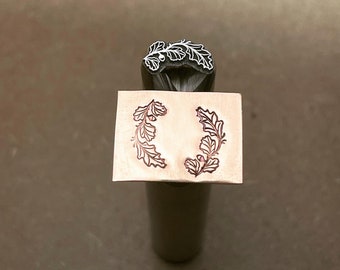 Oak Leaves Bent. Two Curves Metal Hand Stamp