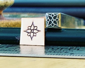 Flower Zen. Engraved Metal Hand Stamp Handmade.