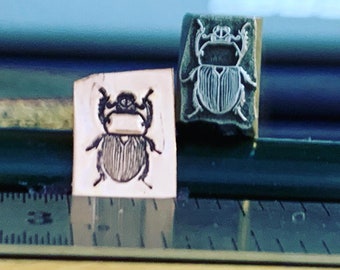 Scarab Beetle. Engraved Metal Hand Stamp Handmade.