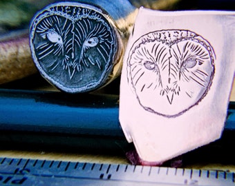 Barn Owl. Engraved Metal Hand Stamp.