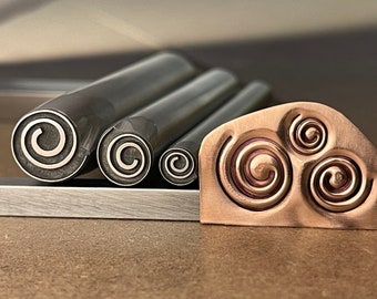 Celtic Spiral. Three Sizes. Two spirals. Metal Hand Stamp.