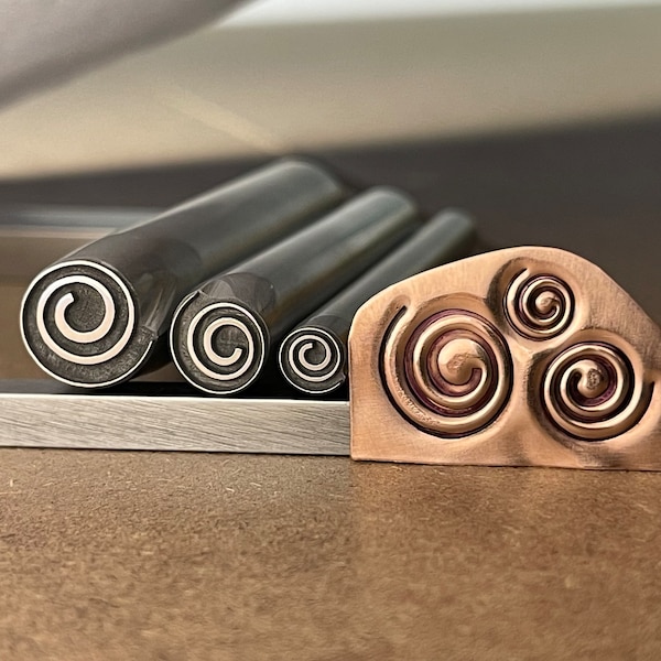 Celtic Spiral. Three Sizes. Two spirals. Metal Hand Stamp.