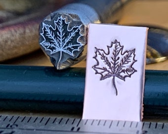 Maple Leaf. Raised design. Metal Hand Stamp
