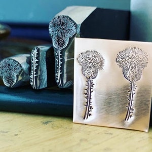 Thistle Fancy Head and Stem. Two sizes. Engraved Metal Hand Stamp.