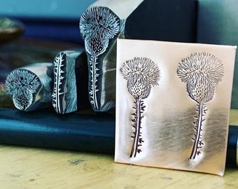 Thistle Fancy Head and Stem. Two sizes. Engraved Metal Hand Stamp.