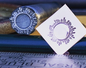 Sun Dance. Chromosphere. Great for small cabochons. Engraved Metal Hand Stamp.