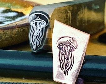 Jellyfish 1119. Engraved Metal Hand Stamp.