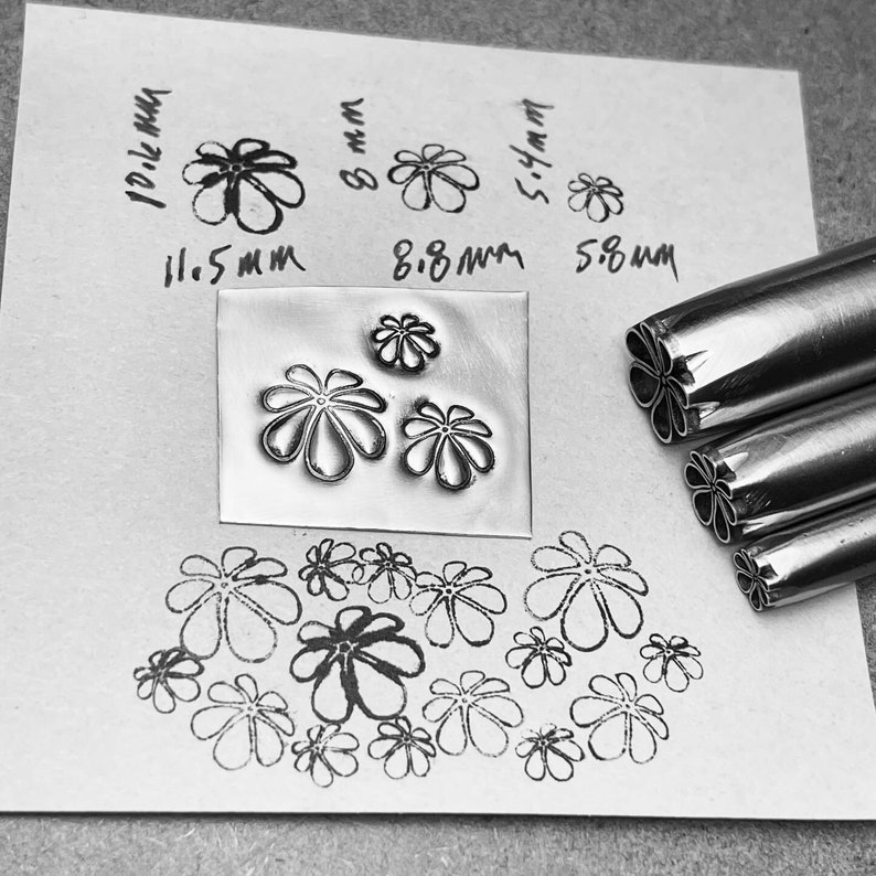 Flower Mounds. Three available sizes. Engraved Metal Hand Stamp. image 2