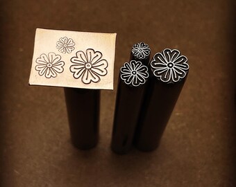 Stamen Flower. Engraved Metal Hand Stamp.