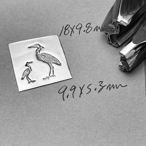 Heron Poised Two Sizes. Metal Hand Stamp. image 3