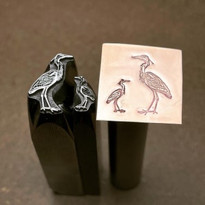 Heron Poised Two Sizes. Metal Hand Stamp. image 2