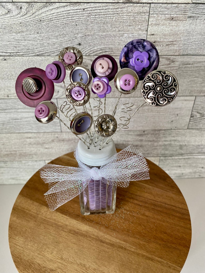 Button Flower Bouquet, Button Bouquet, Salt Shaker Button Bouquet, Button Flowers, Birthday Gift